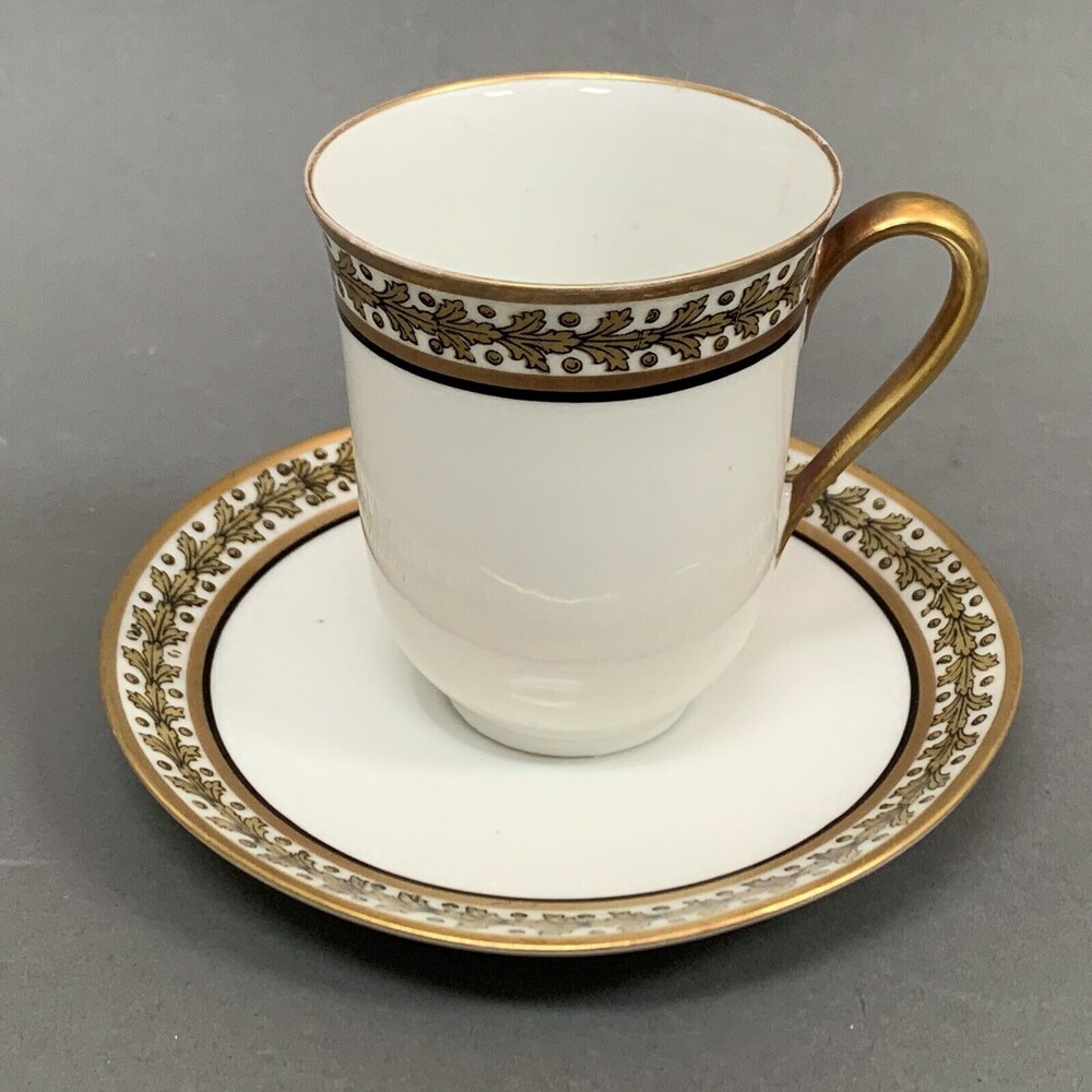 L S &‎ S Limoges France White Gold Trim Cup and Saucer Set